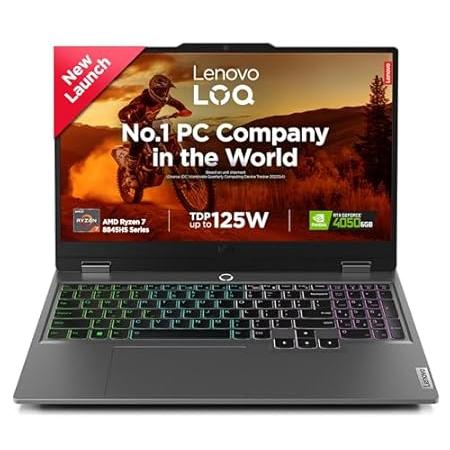 Lenovo LOQ 2024 AMD Ryzen 7 8845HS 15.6" (39.6cm) 144Hz 300Nits FHD IPS Gaming Laptop (16GB/512GB SSD/NVIDIA RTX 4050 6GB Graphics/100% sRGB/Win 11/Office 21/3 Mon. Game Pass/Grey/2.4Kg), 83DX005KIN
